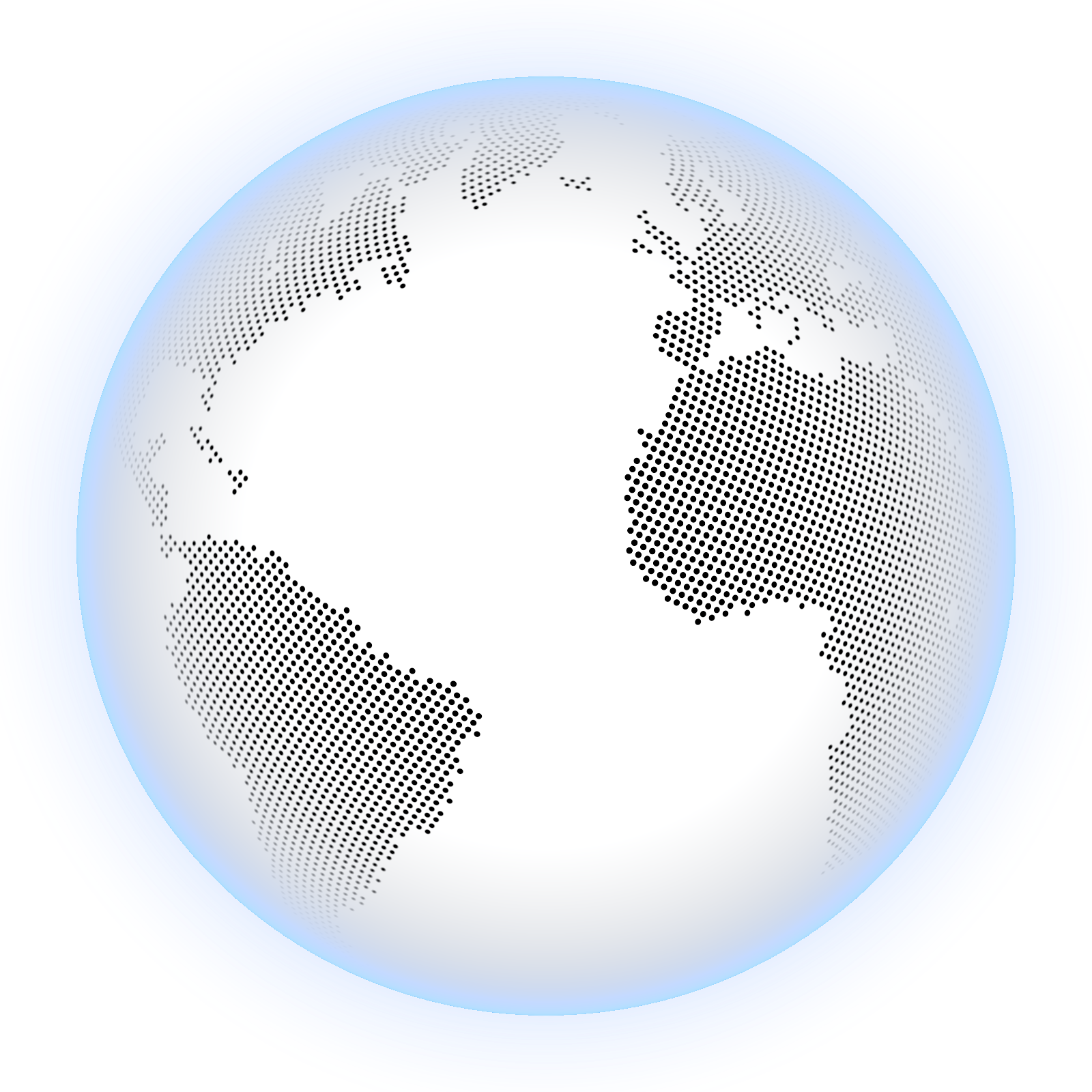 Dotted globe graphic in the background